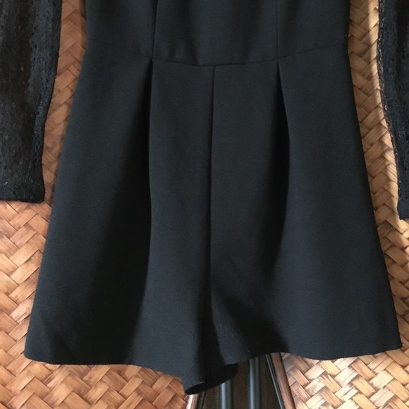 Shabby Chic Gothic Black Crepe and Lace Romper - Picture 4 of 16